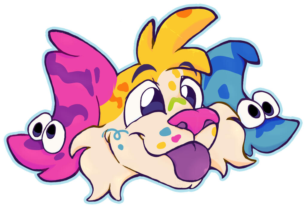 A digital colored sketch of Doodle the dog.